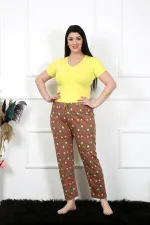 Moda Çizgi Kadın Pamuklu Büyük Beden Alt Pijama 27470