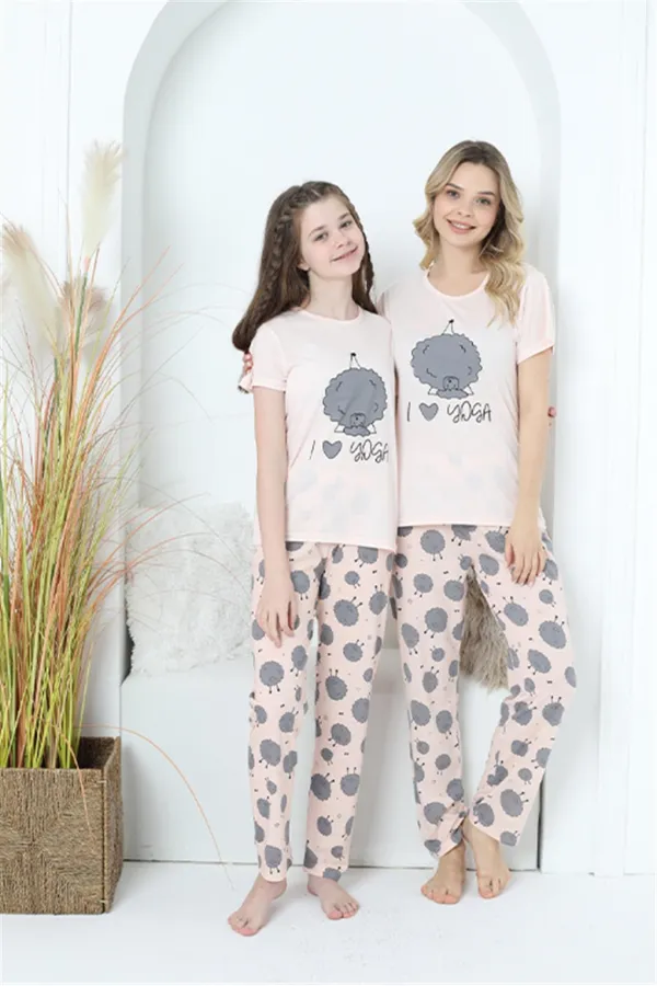 Moda Çizgi Anne Kız Aile I Love Yoga Pijama Takım Ayrı Ayrı Satılır 50101