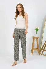 Moda Çizgi Kadın Penye Desenli Tek Alt Pijama 27533 Haki