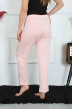 Moda Çizgi Kadın Pamuk Penye Cepli Tek Alt Pijama Pembe 27512