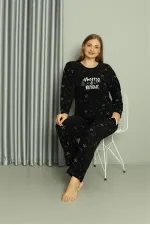 Moda Çizgi Welsoft Polar Kadın Büyük Beden Pijama Takımı 808043