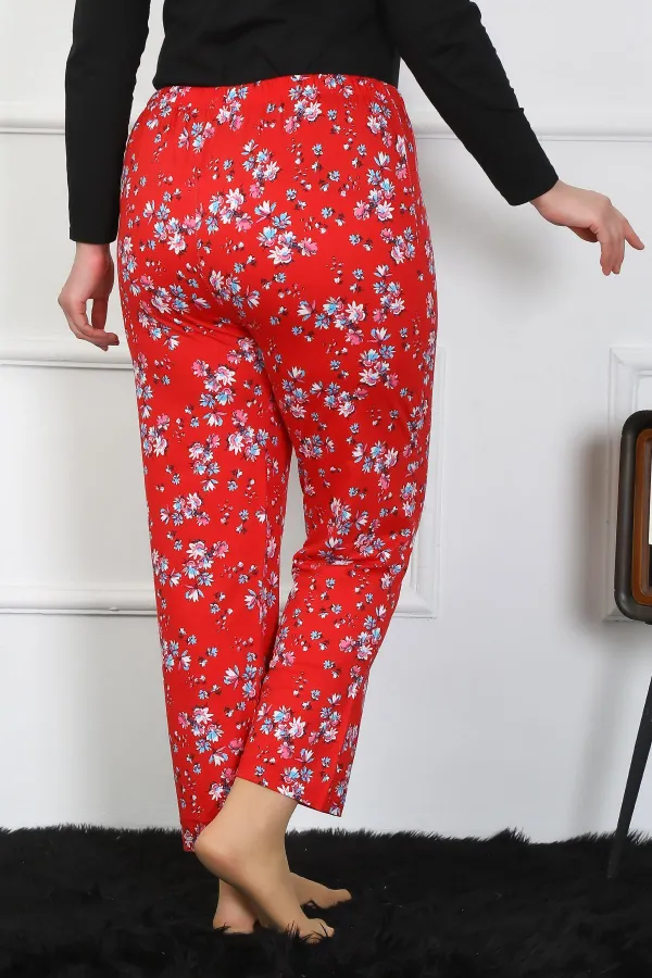 Moda Çizgi Kadın Büyük Beden Tek Alt Pijama 27503