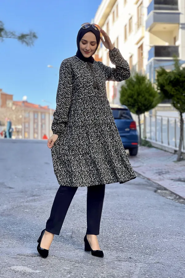 Moda Çizgi Desenli Tunik