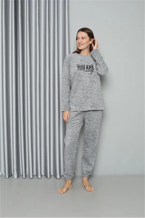 Moda Çizgi Welsoft Polar Kadın Pijama Takımı 8518