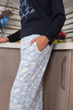 Moda Çizgi Kadın Penye Uzun Kol Pijama Takım 4189