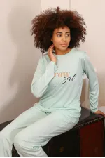 Moda Çizgi Kadın Penye Uzun Kol Pijama Takım 4188