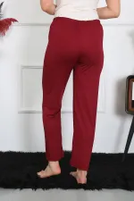 Moda Çizgi Kadın Pamuk Penye Tek Alt Pijama Bordo 27514