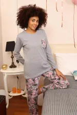 Moda Çizgi Kadın Uzun Kol Penye Pijama Takım 4195