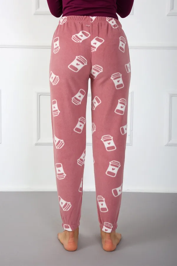 Moda Çizgi Bayan Welsoft Polar Tek Alt Pijama 210048