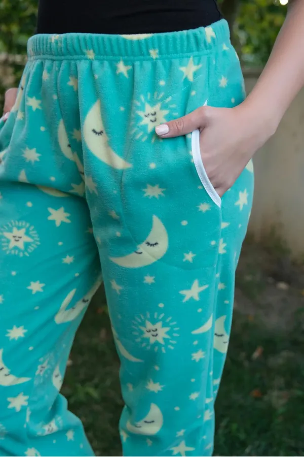 Moda Çizgi Kadın Welsoft Polar Tek Alt Pijama 210057