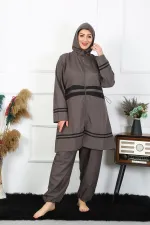 Moda Çizgi Büyük Beden Tesettür Mayo 7XL-8XL-9XL-10XL Füme 55010