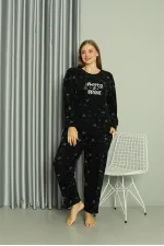 Moda Çizgi Welsoft Polar Kadın Büyük Beden Pijama Takımı 808043