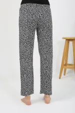 Moda Çizgi Kadın Penye Leopar Desenli Tek Alt Pijama 27536 Gri