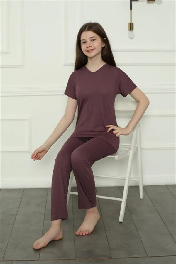 Moda Çizgi Kız Çocuk Penye Pijama Takım 20399