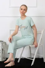 Moda Çizgi Kadın Kısa Kol Pijama Takım 4140