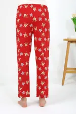 Moda Çizgi Kadın Penye Desenli Tek Alt Pijama 27530 Bordo