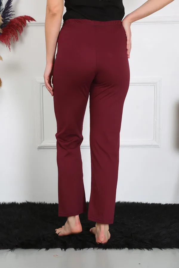 Moda Çizgi Kadın Pamuk Penye Tek Alt Pijama Bordo 27513