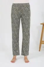 Moda Çizgi Kadın Penye Desenli Tek Alt Pijama 27533 Haki