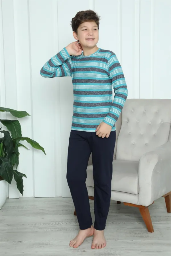 Moda Çizgi Erkek Çocuk Penye Pijama Takım 20413