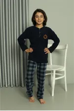 Moda Çizgi Erkek Çocuk WelSoft Polar Lacivert Pijama Takımı 20549