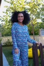 Moda Çizgi Kadın Penye Bol Paça Pijama Takım 4125