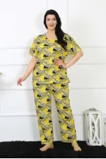 Moda Çizgi Kadın 5XL-6XL-7XL-8XL Büyük Beden Kısa Kol Pijama Takım 75007