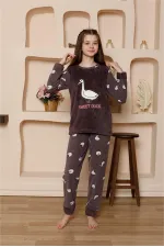 Moda Çizgi Kız Çocuk WelSoft Polar Mürdüm Pijama Takımı 20525