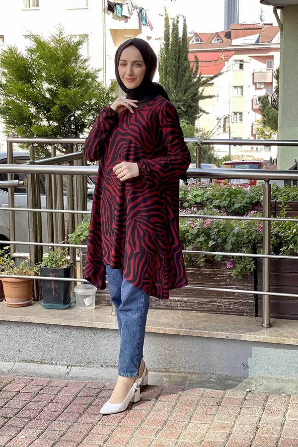 Moda Çizgi Desenli Tunik