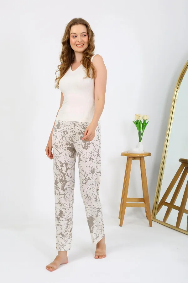 Moda Çizgi Kadın Penye Desenli Tek Alt Pijama 27529