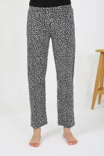 Moda Çizgi Kadın Penye Leopar Desenli Tek Alt Pijama 27536 Gri