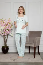 Moda Çizgi Kadın %100 Pamuklu Hamile Pijama Takımı 4509