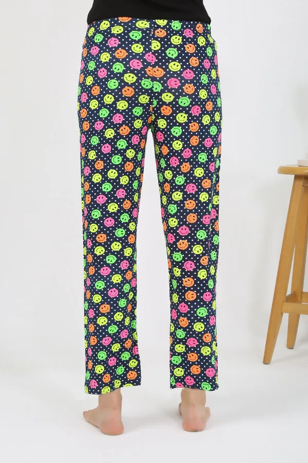 Moda Çizgi Kadın Penye Smile Desenli Tek Alt Pijama 27537