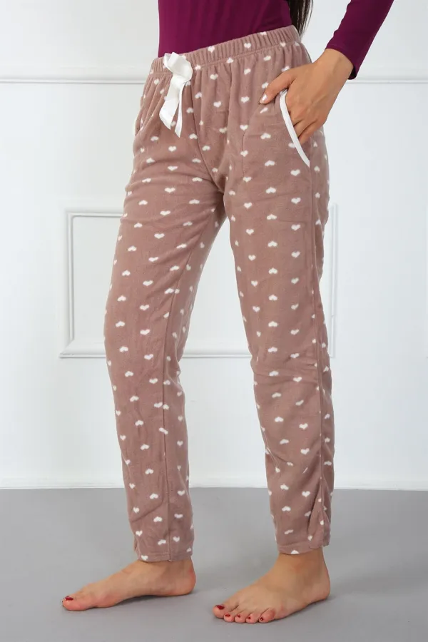 Moda Çizgi Bayan Welsoft Polar Tek Alt Pijama 210043