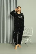 Moda Çizgi Welsoft Polar Kadın Büyük Beden Pijama Takımı 808043