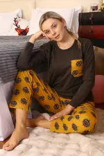 Moda Çizgi Kadın Uzun Kol Penye Pijama Takım 4192