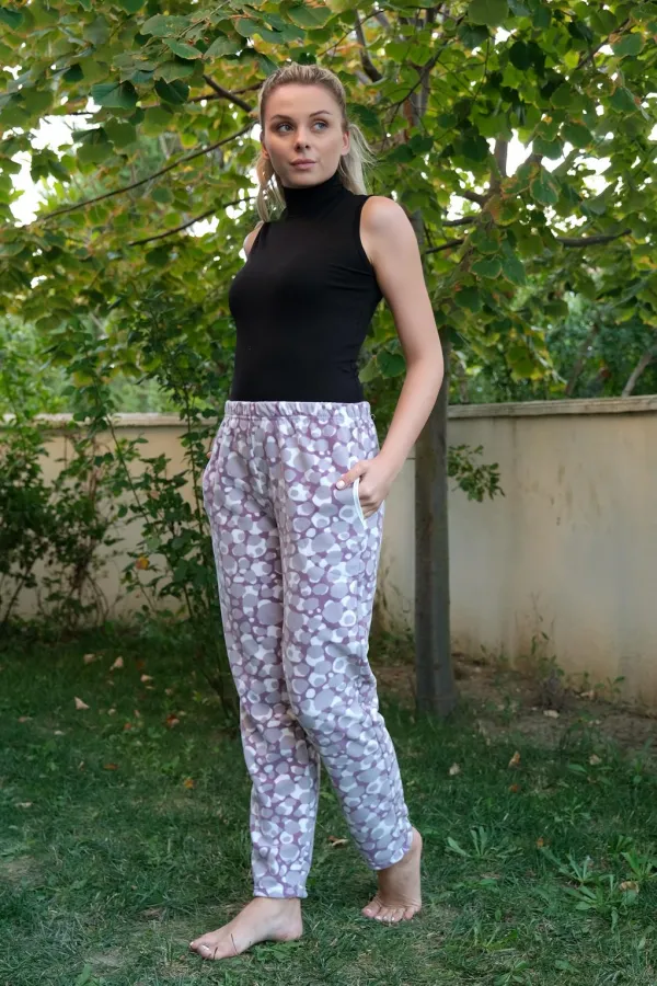 Moda Çizgi Kadın Welsoft Polar Tek Alt Pijama 210055