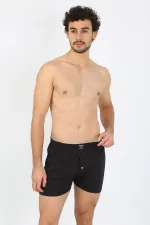 Moda Çizgi Erkek Penye Boxer Siyah 40091