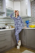 Moda Çizgi Kadın Penye Uzun Kol Pijama Takım 2769