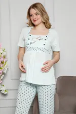 Moda Çizgi Kadın %100 Pamuklu Hamile Pijama Takımı 4509