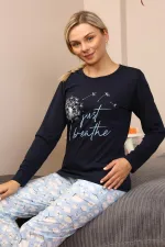 Moda Çizgi Kadın Penye Uzun Kol Pijama Takım 4189