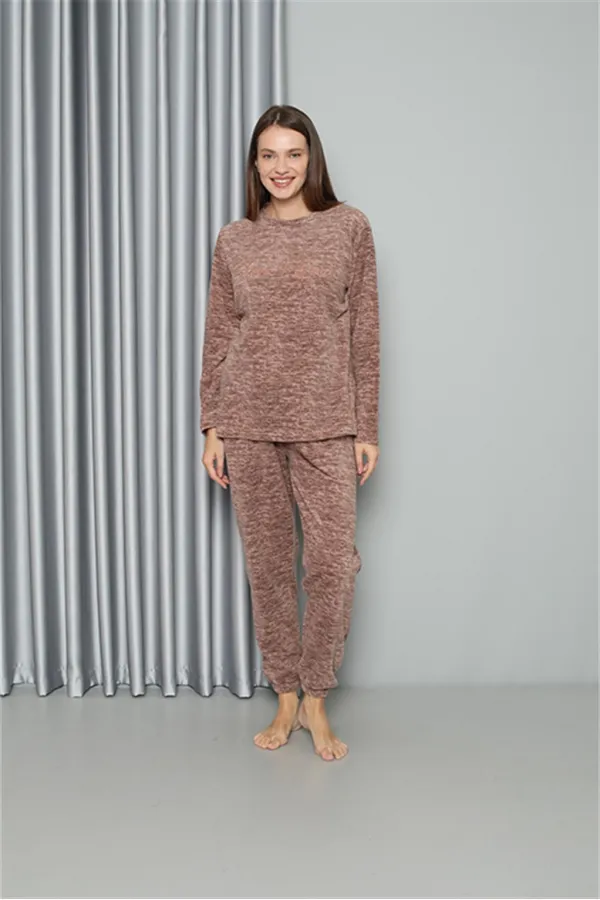 Moda Çizgi Welsoft Polar Kadın Pijama Takımı 8519