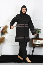 Moda Çizgi Büyük Beden Tesettür Mayo 7XL-8XL-9XL-10XL Siyah 55010