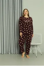 Moda Çizgi Welsoft Polar Kadın Büyük Beden Pijama Takımı 808041