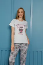 Moda Çizgi Kadın Pamuk Pijama Takım 20502G