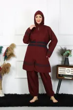 Moda Çizgi Büyük Beden Tesettür Mayo 7XL-8XL-9XL-10XL Bordo 55010