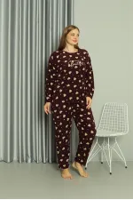 Moda Çizgi Welsoft Polar Kadın Büyük Beden Pijama Takımı 808041