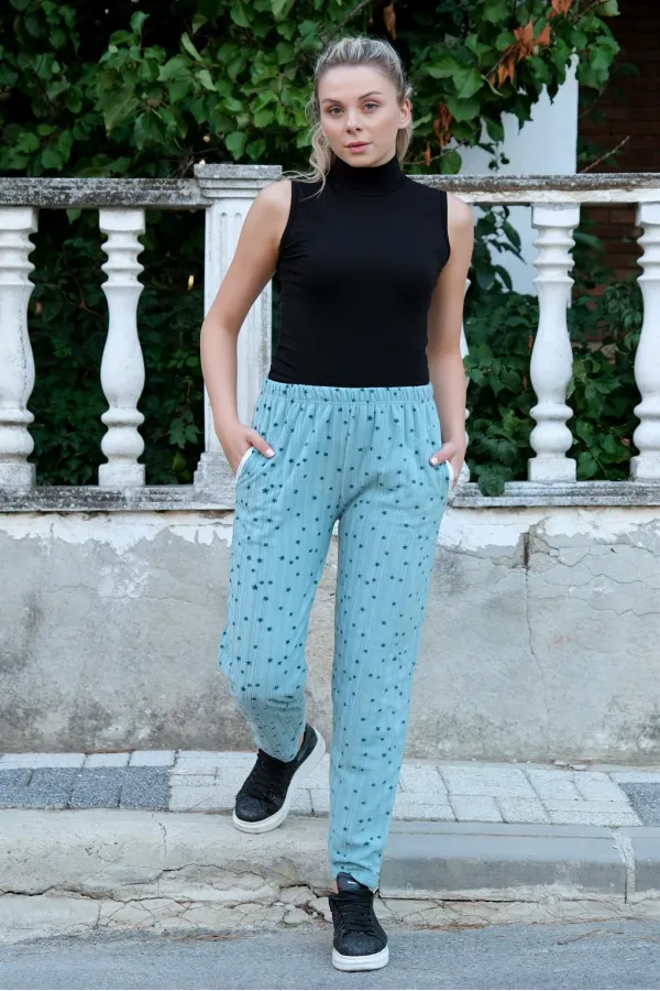 Moda Çizgi Kadın Welsoft Polar Tek Alt Pijama 210061