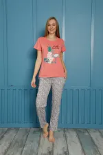 Moda Çizgi Kadın Pamuk Pijama Takım 20500N