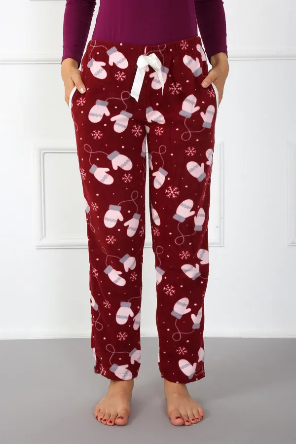 Moda Çizgi Bayan Welsoft Polar Tek Alt Pijama 210052