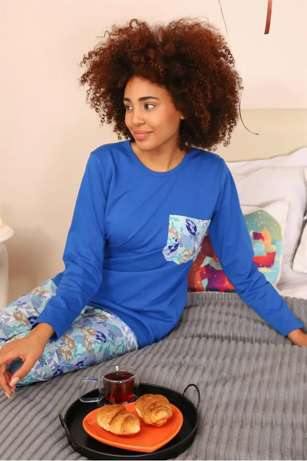 Moda Çizgi Kadın Uzun Kol Penye Pijama Takım 4194